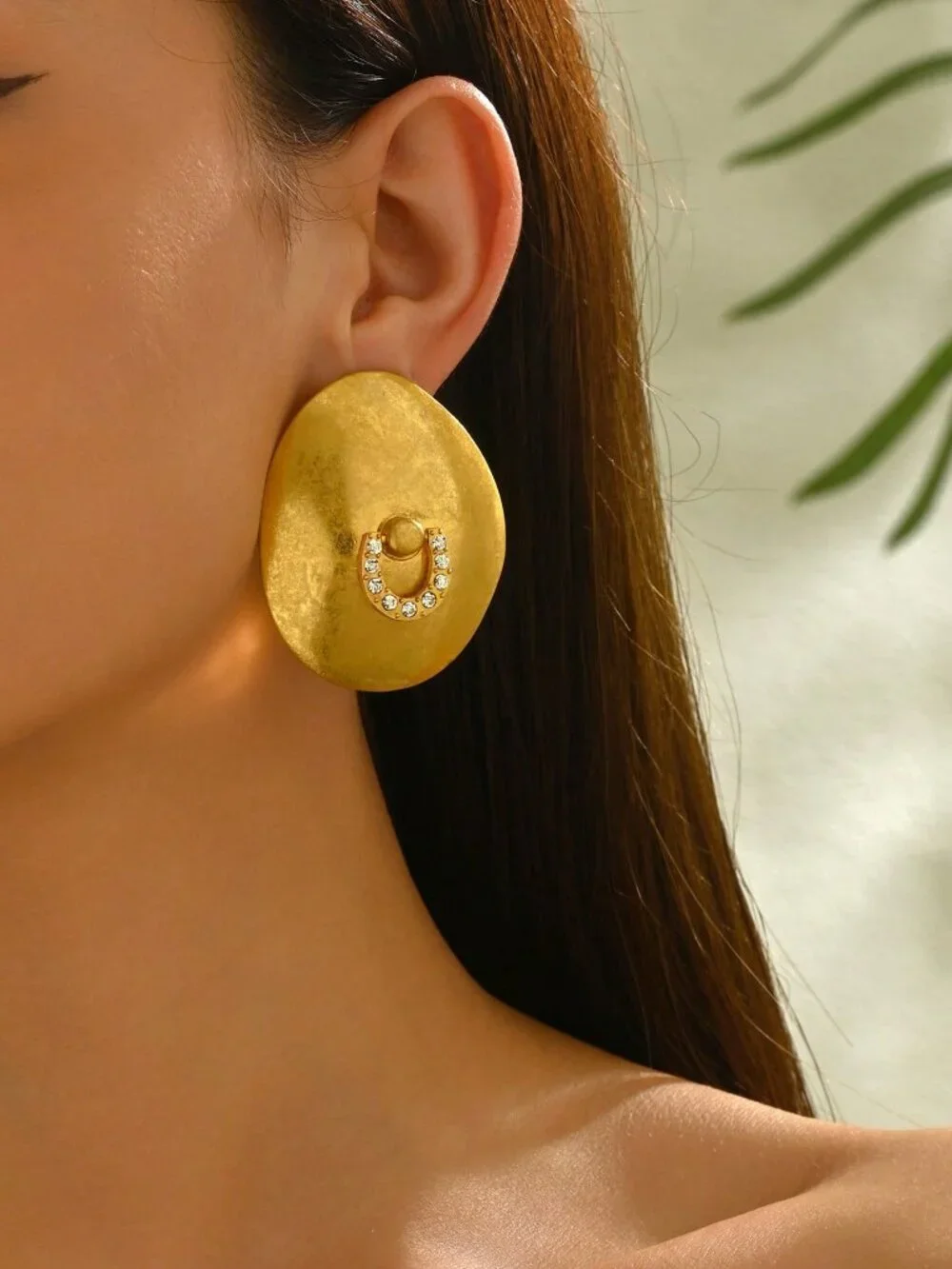 gold Women's maximalist Asymmetrical Circle Geometric Earrings